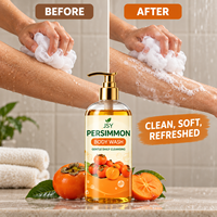 300ml Persimmon Douchegel met pomp voor een frisse dagelijkse douche en een zacht, schoon gevoel voor de huid. Fruit-geïnspireerde badverzorging, private label.