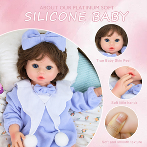 Poupée bébé <span class=keywords><strong>reborn</strong></span> en silicone de 18 pouces, fille, toucher doux, nouveau-né, pour cadeau d'enfant, poupées <span class=keywords><strong>reborn</strong></span> en silicone réaliste - Product Image 1
