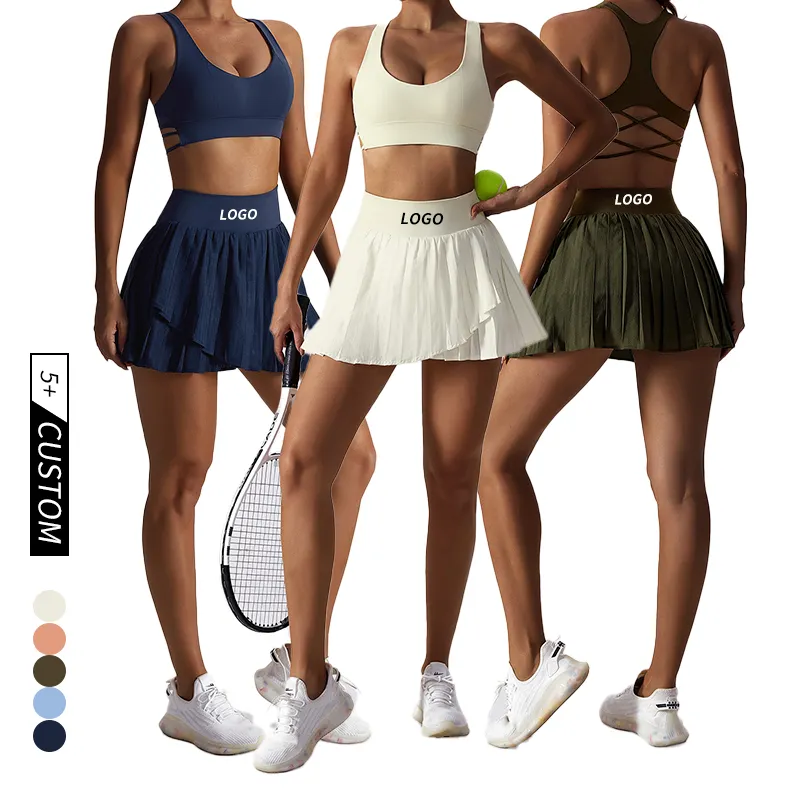 CDQ8165 jupe demi-tennis à séchage rapide pour course à pied pantalon mini jupe plissée décontractée jupe de sport courte pour femme