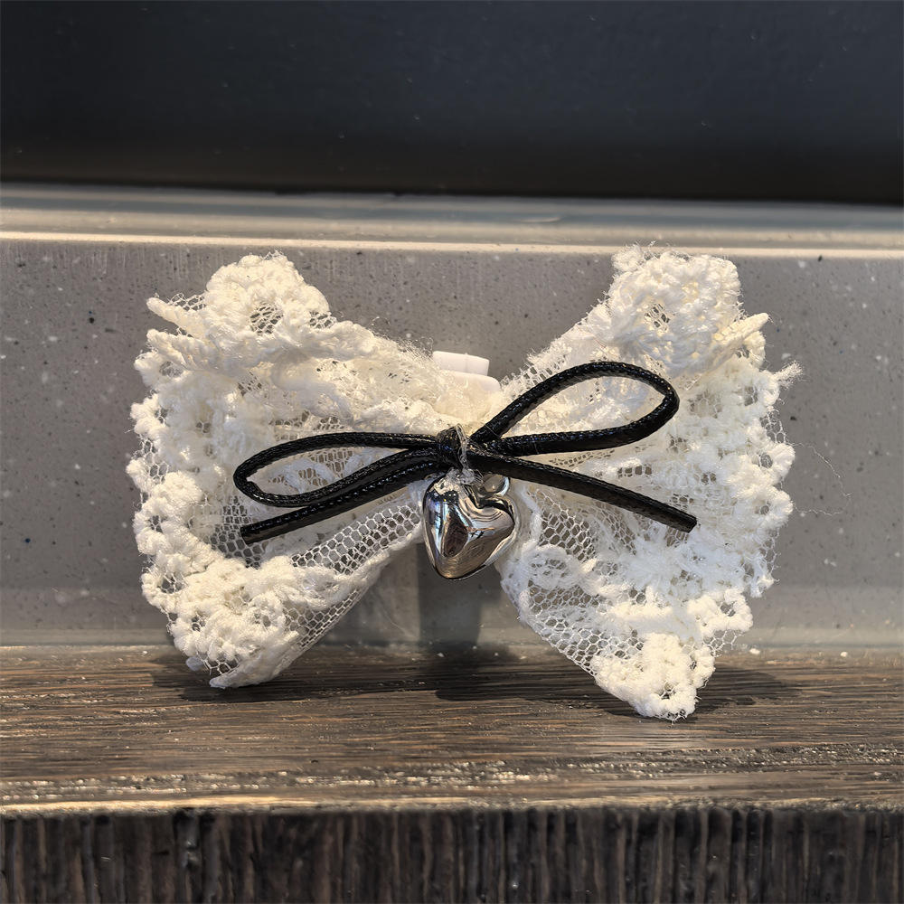 หัวเข็มขัดเชือกรองเท้าลูกไม้โบว์สีดำ