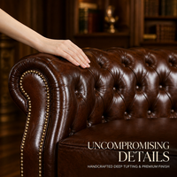 Canapé Chesterfield en cuir véritable italien de haute qualité, style rustique capitonné, couleur bronzée, 3 places, ensemble modulaire pour salon