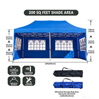 Carpa Plegable Impermeable y Anti-UV, Toldo Portátil con Ventanas Transparentes para Campamentos y Mercados al Aire Libre