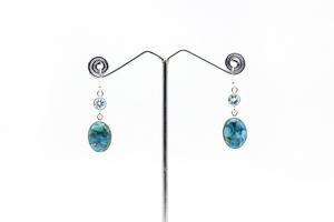 Pendientes Artesanales de Topacio Azul y Turquesa Cobre, Joyería de Piedras Preciosas Naturales, Plata de Ley 925, Venta al por Mayor para Boutiques de Mujer - Product Image 4