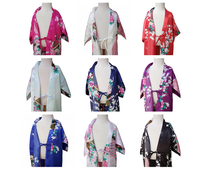 Bata de Satén para Niñas, Kimono de Satén con Diseño de Pavo Real y Flores, Bata para Spa, Bodas y Cumpleaños
