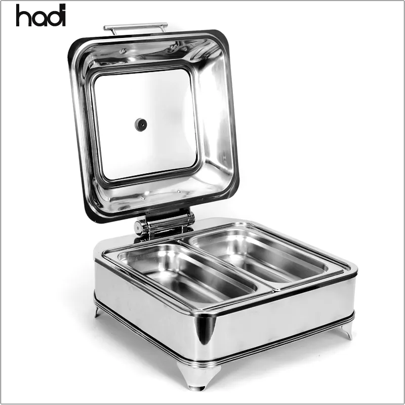 HADI modern food heater serving 6 liter divider pan square hydraulics buffet chafing dishes electric buffets counters hotels