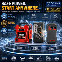 Démarreur de secours haute puissance 12V 24V au phosphate de fer lithium, booster de batterie portable, lampe torche LED, anti-étincelles pour voiture et camion