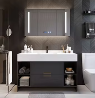 Meuble de toilette moderne de luxe haut de gamme en contreplaqué de bois meuble de salle de bain tiroirs pour appartement espaces résidentiels pour
