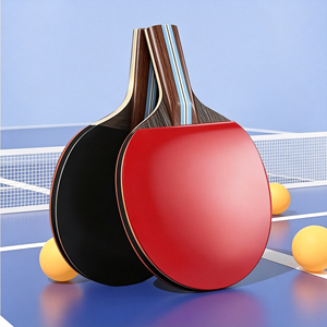 <b>Table</b> <b>Tennis</b> Rackets Set Red Black Long Pimples Rubber Solid Wood Handle Horizontal Grip Durable Eco-Friendly Universal Fit - Product Image 6