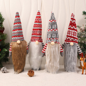 Housse de bouteille de vin de Noël faite à la main, gnome suédois tricoté en fausse fourrure, pour vin rouge et décoration de table de fête, cadeaux - Product Image 1