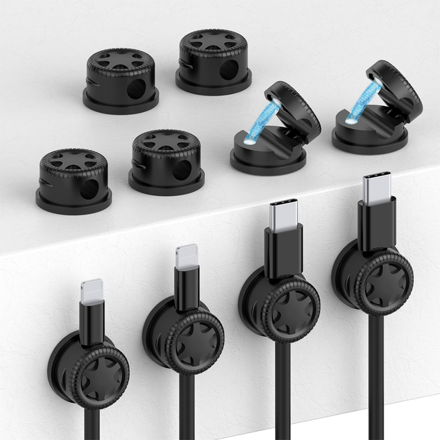 Magnetic Durable Cable Clips Cable Winder Home Office Desk Car Wall Nightstand Organizer Plastic Adhesive Wire Holder Keeper