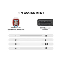 Cable OBD2 para Motocicleta, Adaptador de 4 Pines a 16 Pines OBD2, Compatible con Motocicletas Yamaha