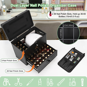 Estuche Organizador <span class=keywords><strong>de</strong></span> Esmaltes <span class=keywords><strong>de</strong></span> <span class=keywords><strong>Uñas</strong></span> con Capacidad <span class=keywords><strong>para</strong></span> 36 Botellas, <span class=keywords><strong>de</strong></span> Aluminio, <span class=keywords><strong>para</strong></span> Manicura, Viaje, con Cierre <span class=keywords><strong>de</strong></span> Cremallera, Asa Suave <span class=keywords><strong>para</strong></span> Colgar y Deslizar - Product Image 3
