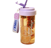 Tasse à thé PC Flower avec paille intégrée et couvercle, portable pour le camping et les voyages en extérieur, pour boissons chaudes