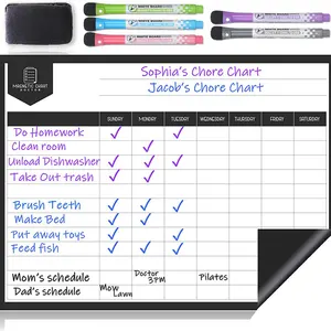 Tableau blanc effaçable à sec magnétique personnalisé Planificateur mensuel hebdomadaire Calendrier Aimant de réfrigérateur pour enfants