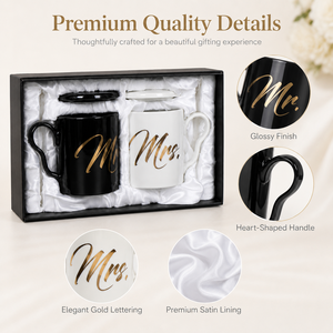 Tasses à café en céramique personnalisées avec logo, Mr et <span class=keywords><strong>Mme</strong></span>, avec couvercle et cuillère, articles cadeaux dans une boîte, ensemble de tasses en porcelaine - Product Image 3