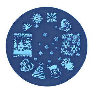 Pelat cap seni kuku Natal bulat profesional pelat cap kuku baja tahan karat kustom untuk pelat kelas Salon - Product Image 4