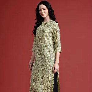 Floral Printed Straight viscose Kurta - Product Image 1