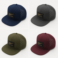Casquette de baseball personnalisée bleu marine perforée de qualité supérieure avec logo tissé découpé au laser, respirante, séchage rapide, chapeau de sport, vente en gros d'usine
