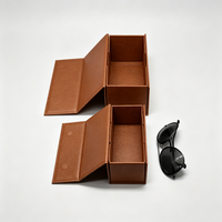 Boîte cadeau rigide de luxe pliable de haute qualité, boîte cadeau magnétique pour lunettes de soleil, emballage imprimé brun, boîte en carton rigide