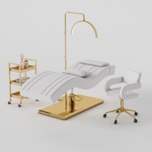 เตียงนวดสแตนเลสหุ้มกำมะหยี่ใหม่จากโรงงาน DM ขายส่ง เตียงต่อขนตาสีดำ เตียงสปาหน้า - Product Image 4