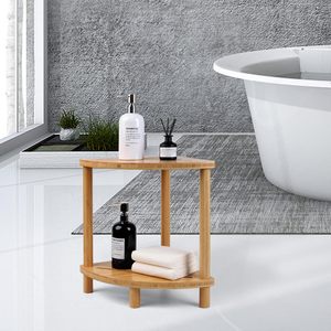 Tabouret de douche triangulaire en bambou Baiguang 25,7x40,3x43,6 cm avec rangement à deux niveaux - Product Image 4