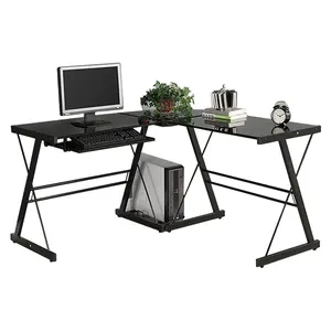 Grosir Furnitur Kantor Rumah PC Meja Kayu Bingkai Logam Laptop Rak Sudut Meja Murah untuk Komputer dengan Kandang
