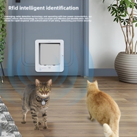 Porte pour animaux de compagnie intelligente à induction RFID avec télécommande, verrouillage 4 directions, accès exclusif pour chats et petits chiens avec étiquettes d'identification