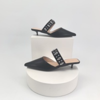 Chaussures habillées pour femmes de haute qualité, sandales d'été, mules cloutées, pantoufles à talon pointu pour femmes