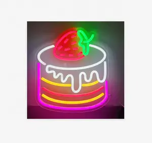 2023 סיטונאי מאפיית ניאון אורות חדר אוכל/קינוח חנות קישוט חמוד עוגת שלטי ניאון