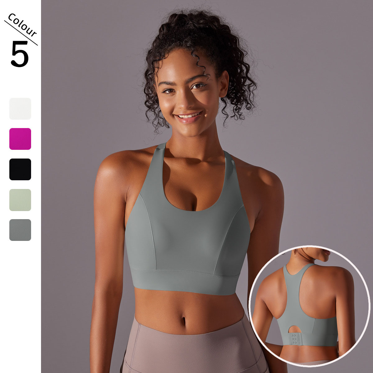 Women's Beautiful Back-Breasted Sports Bra I-Shaped Strap Seamless Nude Solid Color Lightweight Plus Size for Running Sports Top