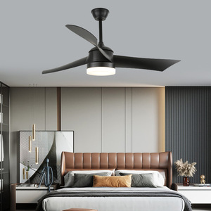 Ventilateur de plafond moderne minimaliste américain avec éclairage LED, moteur DC, télécommande, profil bas, 5 vitesses, silencieux, pour hôtel, club, lustre, salon - Product Image 2