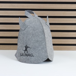 Chapeau de sauna en feutre recyclé gris écologique avec cornes de diable, vente en gros, logo personnalisé, directement de l'usine, pour hammam et spa - Product Image 2