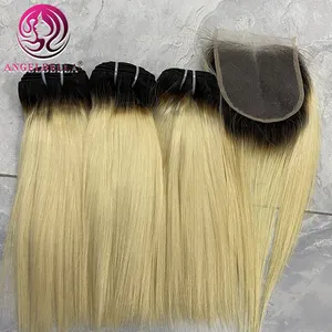 Virgin Human Blond Haar Bundels Met Frontale Bone Straight 613 Bulk Hair Extensions Haar Bundel Wraps