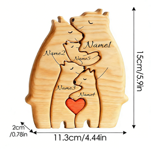Puzzle <span class=keywords><strong>in</strong></span> <span class=keywords><strong>Legno</strong></span> Famiglia di Orsi Personalizzabile con <span class=keywords><strong>Nome</strong></span> Decorazione Casa Regalo Riscaldante per Ringraziamento Natale per Bambini e Mamme - Product Image 6