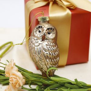 จี้แก้วรูปนกฮูกพิมพ์ลาย UV วาดด้วยมือ ตกแต่งต้นคริสต์มาส สีแดง ปรับแต่งได้ - Product Image 4