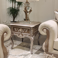 Canapé Fuyi Home en cuir véritable sculpté en bois massif, style rétro français, ensemble de salon de luxe européen mobile pour villas haut de gamme
