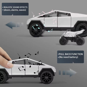 Modelo <span class=keywords><strong>de</strong></span> Camioneta Cybertruck RV <span class=keywords><strong>de</strong></span> Aleación EPT con Remolque y ATV, Camioneta Pickup a Escala 1:32 con Luz, Sonido y Función <span class=keywords><strong>de</strong></span> Retroceso - Product Image 5