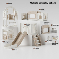 Équipement d'aire de jeux pour enfants intérieur/extérieur Maison de jeu d'escalade intérieure en PE Ensemble de toboggans en plastique pour tout-petits Cerceau de basket-ball pour la maison