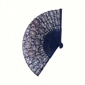 Abanico Plegable de Bambú Personalizado, Portátil, de 33 cm, Estilo Fiesta, con Decoración Tallada y Pintada, para el Hogar, Negocios y Regalos - Product Image 1