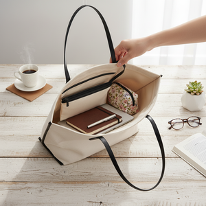 Bolsa de Compras de Lona Ecológica Premium de Estilo Moderno con Bolsa Extraíble y Asa Ajustable para el Hombro - Product Image 6