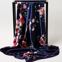 À la mode De Luxe Dames Satin Soyeux Grand 90*90cm Carré Écharpe Paisley Fleurs Floral Imprimé Châles Écharpes