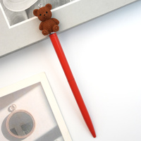 Stylo bille en métal à corps fin avec porte-clés ours 3D, personnalisable avec logo, pour vente en gros, cadeaux promotionnels et événements festifs