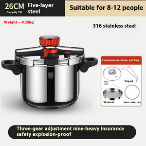 Cuisinière à gaz et à induction de haute qualité Pot en acier inoxydable 316 Ustensiles de cuisine Autocuiseur antidéflagrant 10L - Product Image 4