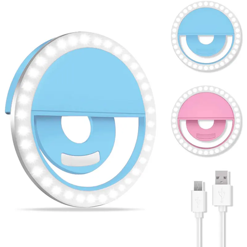 Rechargeable Clip-on LED Selfie Ring Lamp Light Selfie Enhancing Fill LED Circle Ring Light For Phone Macro Ring Lights