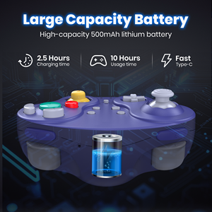 <span class=keywords><strong>2PCS</strong></span> 2,4G Controlador inalámbrico GameCube wkth USB y NGC Receptor para NGC Wii Switch Online Steam Windows <span class=keywords><strong>PC</strong></span> Mac Negro + Púrpura - Product Image 2