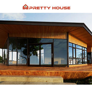 आवासीय घर का बाहरी आँगन उच्च ऊर्जा बचत प्रभाव वाला ग्लास बाहरी डबल ग्लेज्ड एल्यूमीनियम स्लाइडिंग दरवाजे की दीवार - Product Image 4