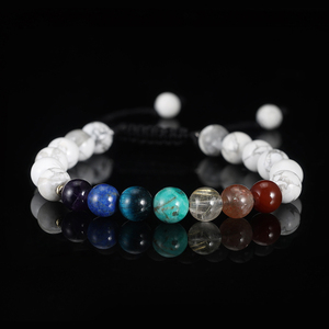 RINNTIN GMB108 Braccialetti all'ingrosso con perline dei sette chakra per la guarigione energetica, braccialetti regolabili in pietra naturale per yoga - Product Image 1