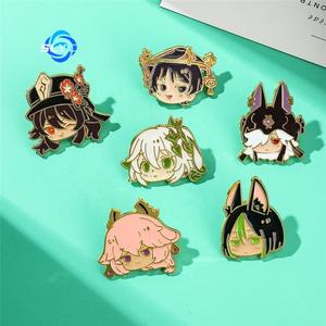 Pin de Esmalte con Figura de Dibujos Animados de Genshin Impact, <span class=keywords><strong>Hu</strong></span> <span class=keywords><strong>Tao</strong></span>, Kaedehara <span class=keywords><strong>Kazuha</strong></span>, para Ropa, Mochila, Accesorios - Product Image 1