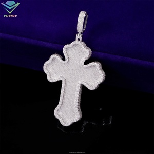 Joyería Fina, Colgante Personalizado, Chapado en Oro Blanco de 18K, Estilo Hip Hop, Colgante de Moissanita VVS, Joyería, Colgante de Cruz de Plata de Ley 925 - Product Image 3