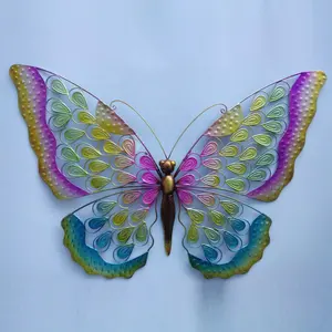 Arte de parede de metal para jardim, decoração de parede de borboleta, arte suspensa de parede de borboleta